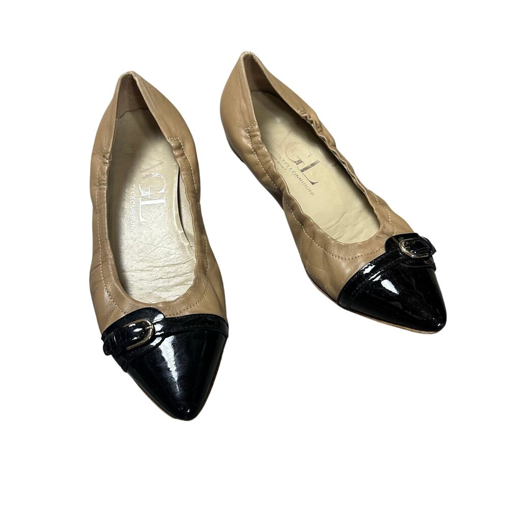 AGL Pointed Toe Flats Nude and Black
